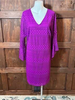 Alfani Purple Eyelet Midi Dress